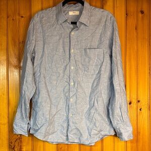 Uniqlo Light Blue 100% LinenButton Down Shirt -Wrinkles Included